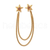 304 Stainless Steel Pave Cubic Zirconia Star Hanging Chain Brooch JEWB-S021-02G-01-2