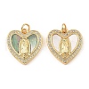 Brass Cubic Zirconia with Shell Pendants KK-K342-03G-1