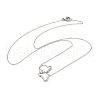 304 Stainless Steel Pave Natural White Shell Cute Cat Shaped Pendant Necklaces for Women NJEW-M101-01P-4
