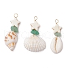 3Pcs 3 Styles Dyed Synthetic Turquoise Star & Natural Green Aventurine Chip & Natural Shell Pendants PALLOY-JF03691-1