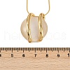 304 Stainless Steel & Cat Eye Flat Round Pendant Necklaces for Women NJEW-V008-03G-2