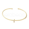 Rack Plating Brass Micro Pave Clear Cubic Zirconia Letter Open Cuff Bangles BJEW-A018-01G-I-2