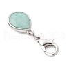 Natural Quartz Crystal & Jade & Strawberry Quartz & Sunstone & Amazonite Faceted Teardrop Pendant Decorations HJEW-JM03320-5