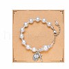 Fashionable Plastic imitation Pearl & Alloy Cross Charm Bracelets for Women UD0895-4-1