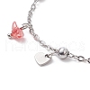 Synthetic Crackle Quartz Chips & 304 Stainless Steel Charm Bracelet for Women BJEW-JB09331-5