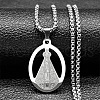 304 Stainless Steel Nossa Senhora Aparecida Virgin Mary Pendant Necklaces for Women NJEW-K283-01P-1