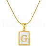 Stainless Steel Snake Bone Chain Alphabet Necklace with Shell Pendant WD3660-7-1