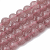 Natural Dyed Strawberry Quartz Beads Strands X-G-S295-15-8mm-1-1