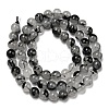 Grade A Natural Tourmalinated Quartz/Black Rutilated Quartz Beads Strands G-R494-A06-02-2