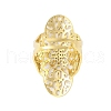 304 Stainless Steel Hollow Oval with Flower Adjustable Rings for Women RJEW-Z045-03G-02-2