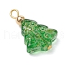 5Pcs Glass Pendants with Brass Beads PALLOY-JF03033-4