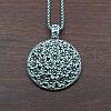 Flat Round with Embossed Flower Alloy Pendant Necklaces for Women FS-WG15FE6-01-3