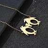 304 Stainless Steel Laser Cut Double Penguin Pendant Necklaces for Women Men NJEW-Q032-01A-G-2