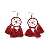 Tassels Woven Net Dangle Earrings with Resin Beaded EJEW-E267-04RC-1