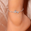 Double Butterfly Alloy Full Crystal Rhinestone Link Anklets for Women FS-WG3250F-01-1