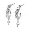 Rack Plating Brass Micro Pave Clear Cubic Zirconia Studs Earrings Finding KK-T072-10P-1