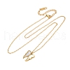 304 Stainless Steel with Plastic Imitation Shell Wing Pendant Necklaces for Women NJEW-Z065-01G-4