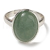 Natural Green Aventurine Oval Adjustable Rings RJEW-K371-07S-20-3