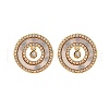 Flat Round Brass Micro Pave Cubic Zirconia Stud Earrings KK-D363-15G-2