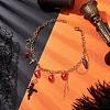 Teardrop Glass & Cross Alloy Pendant Necklaces NJEW-JN04962-2