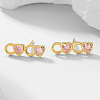 Heart Sterling Silver Pink Cubic Zirconia Stud Earrings ZA6656-1-1