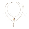 Alloy Colorful Enamel Paint Palette and Brush Pendant Double Layer 304 Stainless Steel Chain Necklaces for Women NJEW-JN05343-4