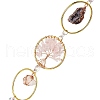 Flat Round with Tree of Life Natural Gemstone Chips Chandelier Hanging Suncatcher AJEW-Q143-03-4