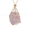 Brass Chains Macrame Pouch Empty Stone Holder for Pendant Necklaces Making NJEW-JN04475-03-3