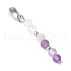 Faceted Round Natural Quartz Crystal & Amethyst & Lepidolite/Purple Mica Stone Beaded Pendants PALLOY-JF03529-07-2