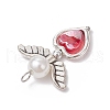 Angel with Heart Tibetan Style Alloy Beads with Electroplate Non-magnetic Synthetic Hematite Beads and Transparent Acrylic Beads and ABS Plastic Imitation Pearl Round Beads Pendants PALLOY-JF03624-5
