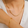 201 Stainless Steel Heart Link Bracelets & Chain Necklaces Sets FS-WGFB2A7-01-2