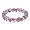 Natural Amethyst Round Beaded Stretch Bracelet BJEW-B071-01B-1