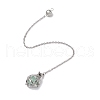 Stainless Steel Macrame Chain Pouch Round Natural Lapis Lazuli & Amethyst & Green Aventurine & Carnelian & Rose Quartz Holder Dowsing Pendulums PALLOY-JF02736-02-4