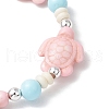 Dyed Synthetic Turquoise Beads & Natural Howlite Round Beads Stretch Bracelets for Women BJEW-JB11792-02-4