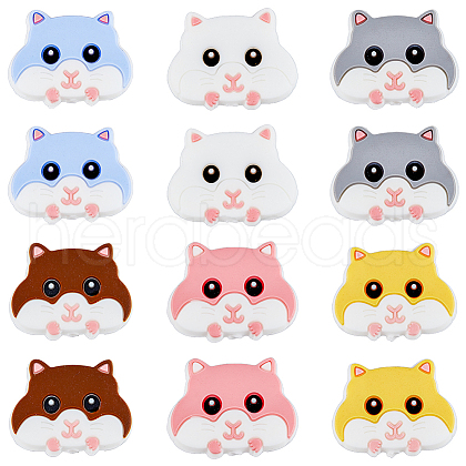 HOBBIESAY 12Pcs 6 Colors Food Grade Eco-Friendly Silicone Focal Beads SIL-HY0001-21-1