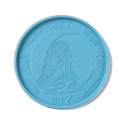 Tarot Theme DIY Flat Round Divination Coaster Food Grade Silicone Molds DIY-G083-02C-1