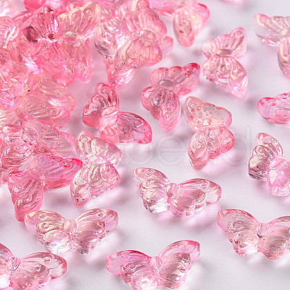 Transparent Spray Painted Glass Beads GLAA-S190-018A-01-1