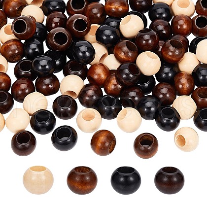  160Pcs 4 Colors Wood Beads WOOD-NB0002-92-1