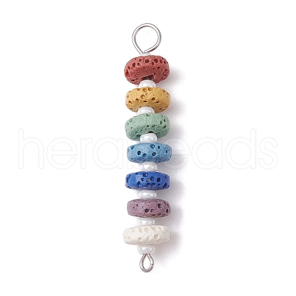 10Pcs Dyed Natural Lava Rock Connector Charms PALLOY-JF02546-02S-1