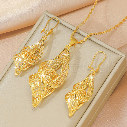 Brass Pendant Necklaces & Earrings Sets FS-WG55EFA-02-1