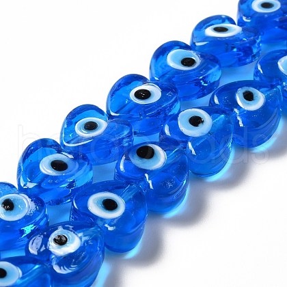 Handmade Evil Eye Lampwork Beads Strands LAMP-E023-07B-06-1