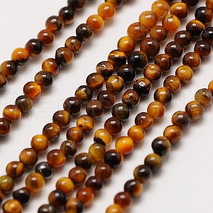 Natural Tiger Eye Round Bead Strands G-A130-3mm-E03-1