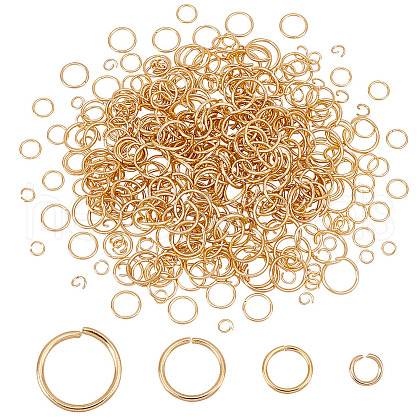 AHADERMAKER 400Pcs 4 Styles 304 Stainless Steel Open Jump Rings STAS-GA0001-66-1