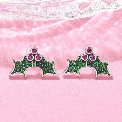 Brass Micro Pave Cubic Zirconia Stud Earrings EJEW-Q015-08P-1