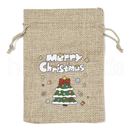 Christmas Printed Burlap Packing Pouches Drawstring Bags ABAG-Q053-02A-03-1