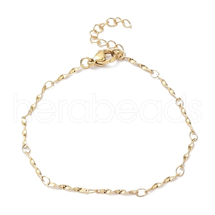 Ion Plating(IP) 304 Stainless Steel Twist Bar Link Chain Bracelets BJEW-K226-09G-1