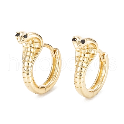 Snake Sparkling Cubic Zirconia Hoop Earrings for Girl Women EJEW-H126-10G-1