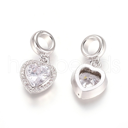 Brass Micro Pave Cubic Zirconia European Dangle Charms ZIRC-E163-18P-1