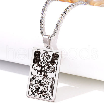 Retro Hip-hop 304 Stainless Steel Tarot Pendant Necklaces for Men FS-WGEC43A-19-1