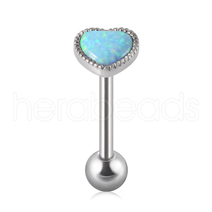304 Stainless Steel with Synthetic Opal Tongue Rings WGE7D3A-01-1